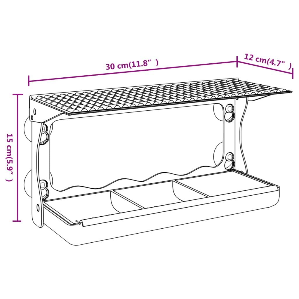 Window Bird Feeders, 2 pcs., Acrylic, 30x12x15 cm