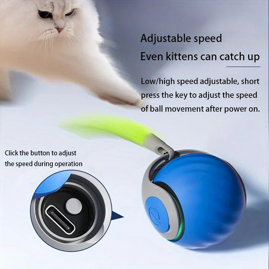 Shoka™ Smart‑Teaser Ball – Automatischer Jagdball mit rotierendem Seil & Vogelgeräusch, USB‑Aufladbar