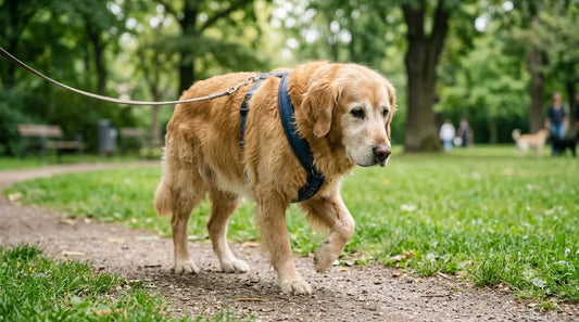 Hund humpelt plötzlich beim Spaziergang und entlastet eine Vorderpfote