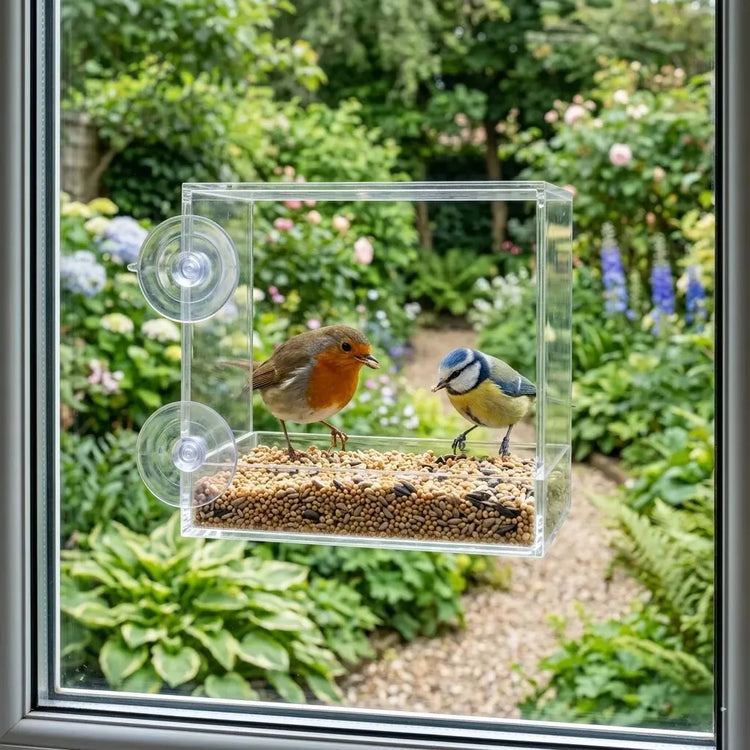 Transparentes Fenster Futterhäuschen aus Acryl für Vögel