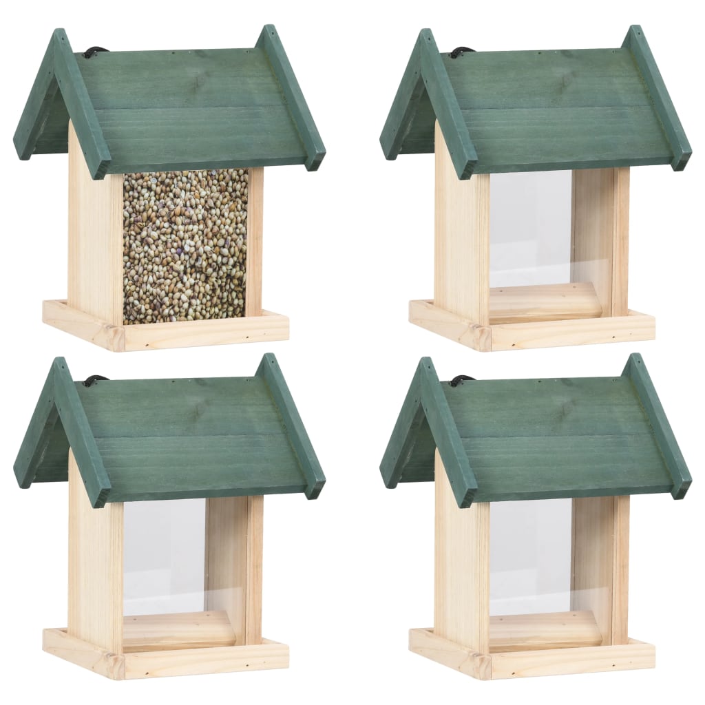 Bird Feeders 4 pcs. Fir Wood