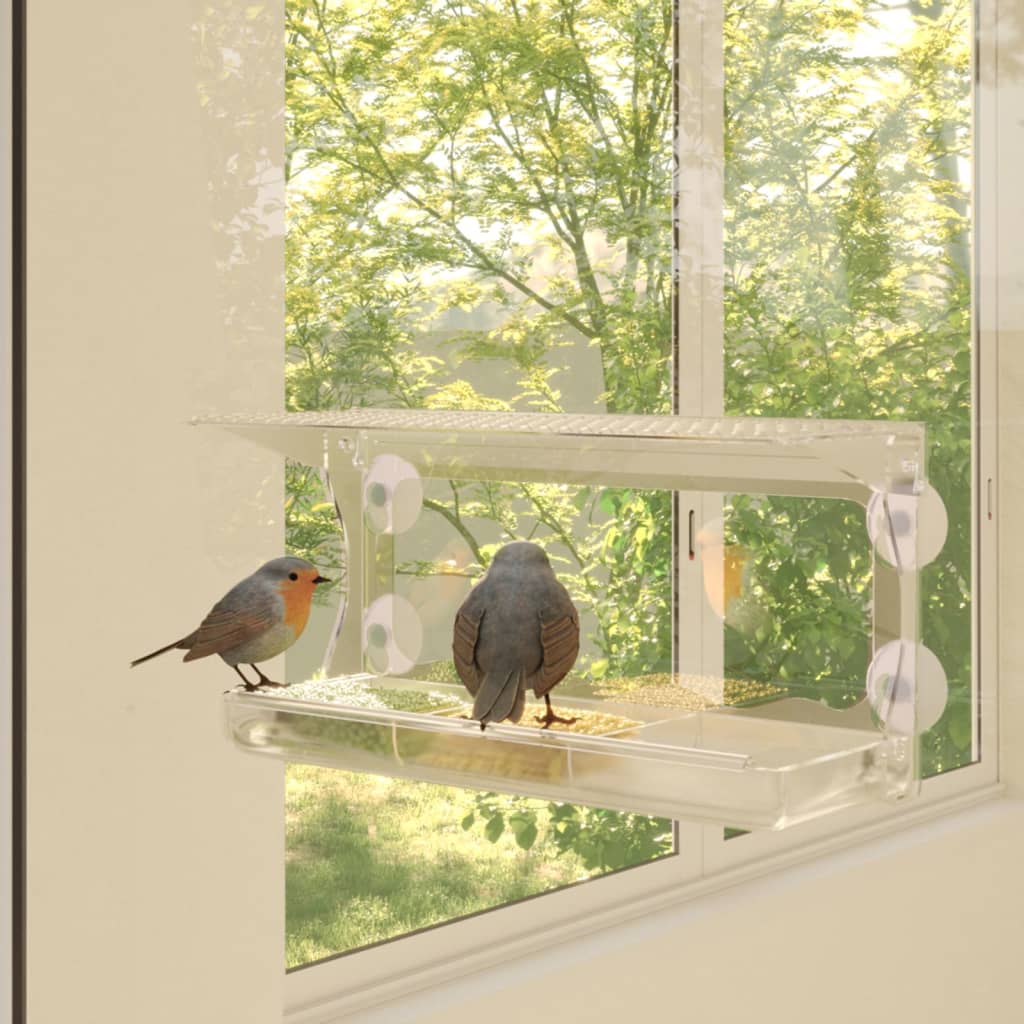 Window Bird Feeders, 2 pcs., Acrylic, 30x12x15 cm