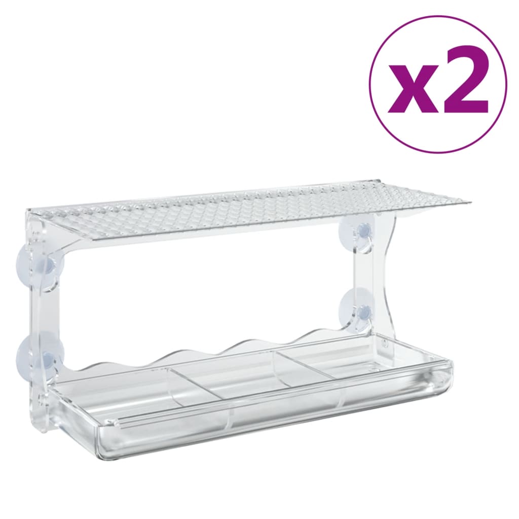 Window Bird Feeders, 2 pcs., Acrylic, 30x12x15 cm