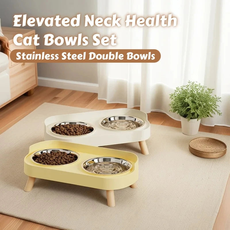 Shoka Dopamine Edition 🐾 Stylische Ergonomische Futterstation mit Dual-Edelstahlnäpfen