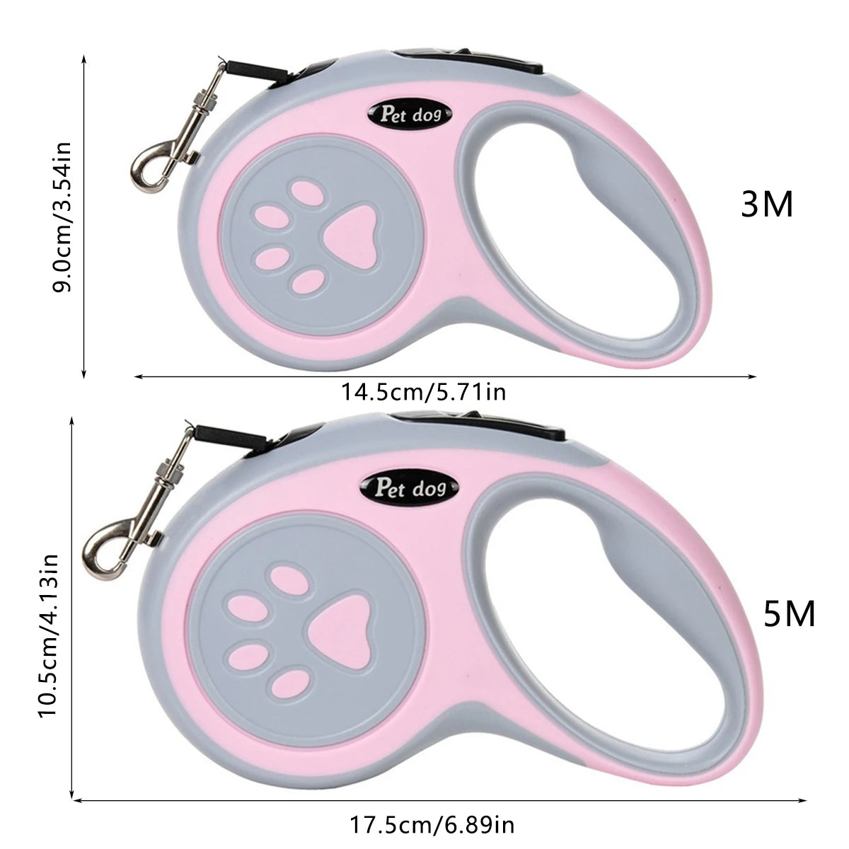Einziehbare Hundeleine mit Pfoten-Design – 3m & 5m robuste Nylonleine