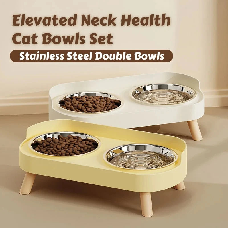 Shoka Dopamine Edition 🐾 Stylische Ergonomische Futterstation mit Dual-Edelstahlnäpfen
