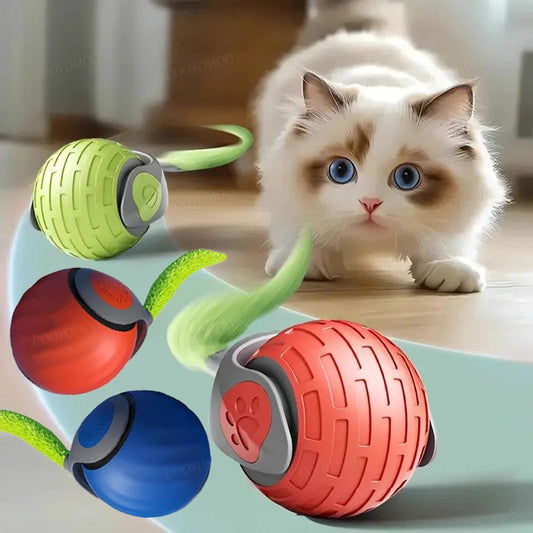 Shoka™ Smart‑Teaser Ball – Automatischer Jagdball mit rotierendem Seil & Vogelgeräusch, USB‑Aufladbar