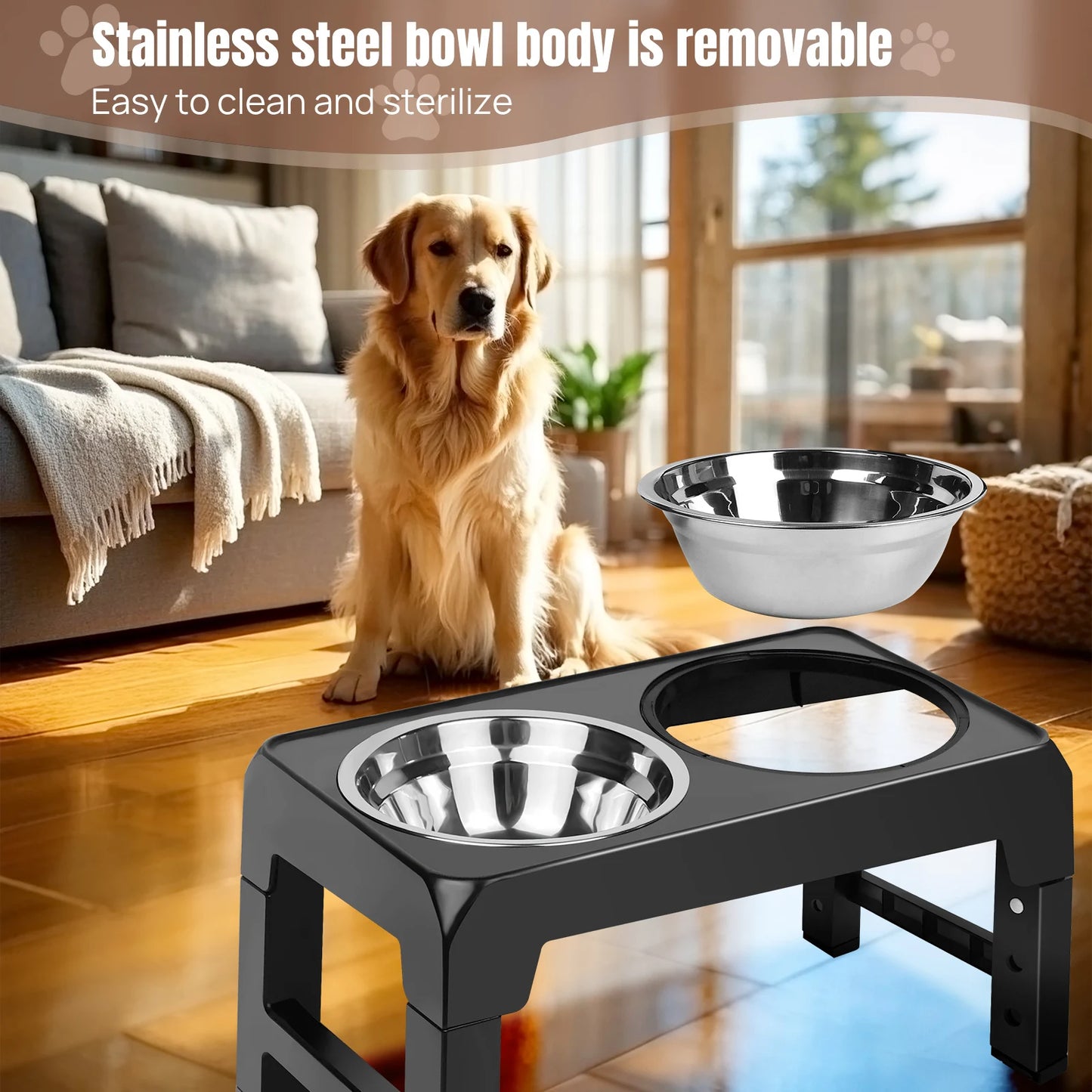 Shoka Ergonomische Futterstation 🐾 Höhenverstellbare Edelstahl-Näpfe zur Gelenkschonung