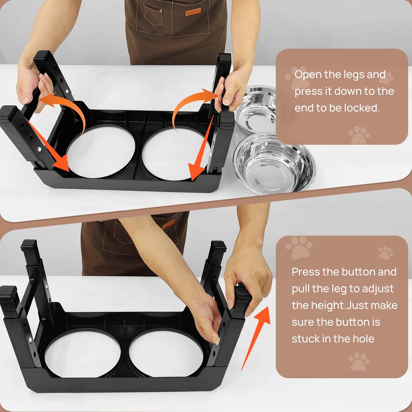 Shoka Ergonomische Futterstation 🐾 Höhenverstellbare Edelstahl-Näpfe zur Gelenkschonung