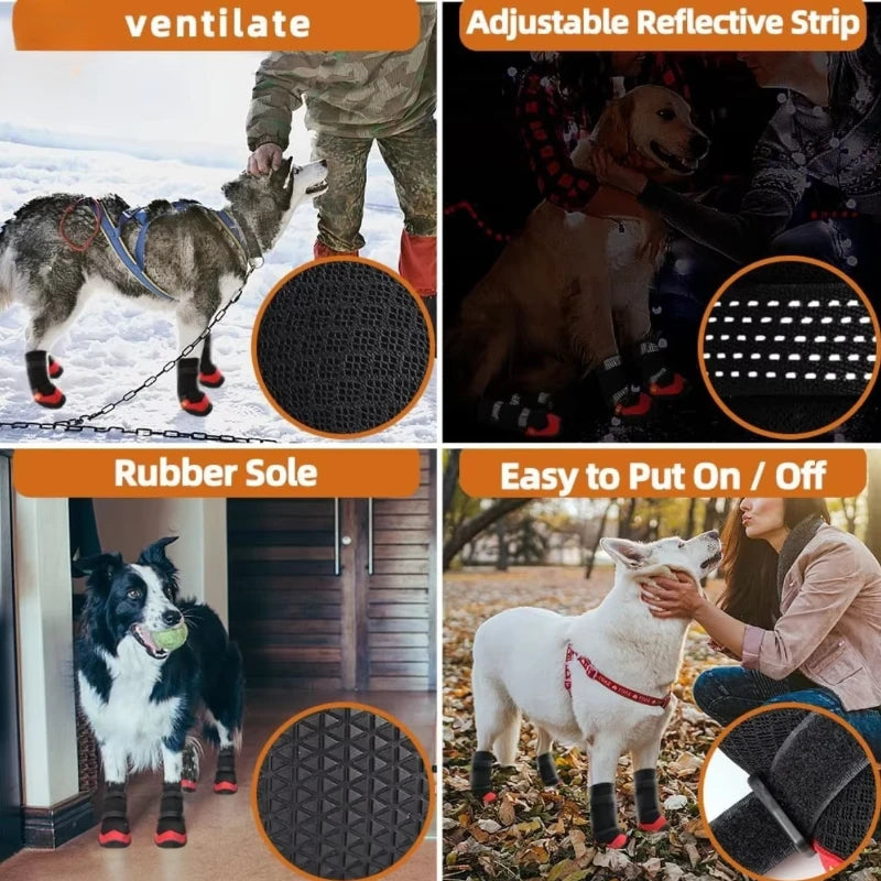 Shoka™ Alpine-Protect 🐾 Wasserdichter Outdoor-Hundeschuh mit Reflexstreifen & Anti-Rutsch-Sohle